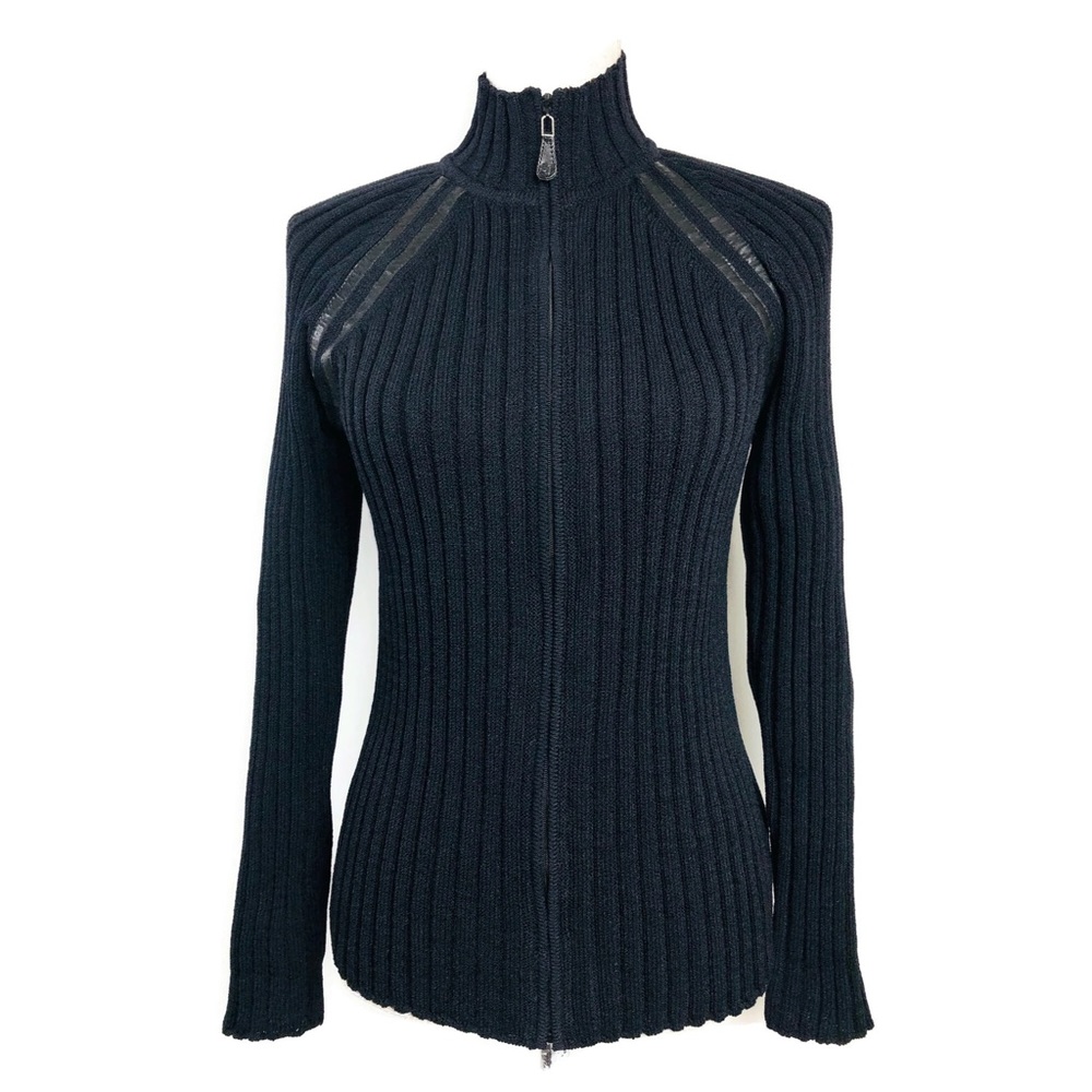 St John Sport Sweater Navy Blue Mock Neck Ribbed